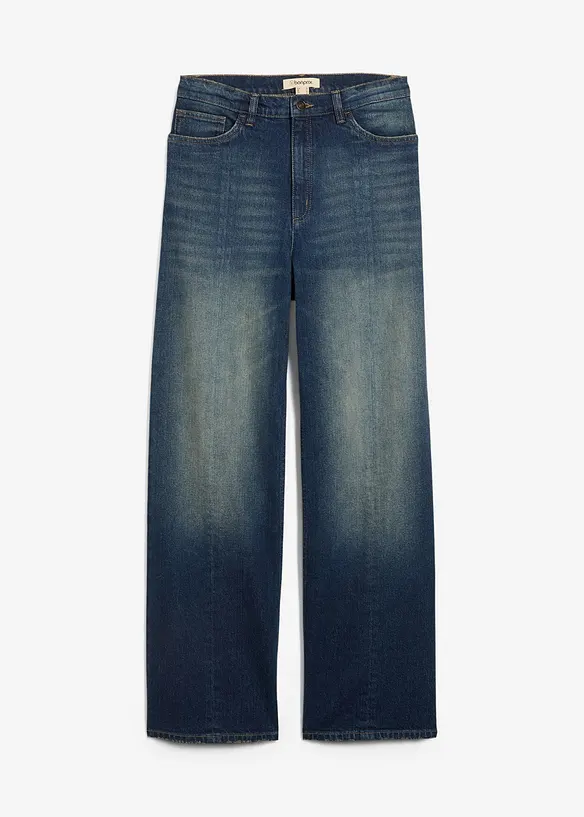 Loose Straight-Jeans High Waist, Low Stretch in blau von vorne - bonprix Loose Straight-Jeans High Waist, Low Stretch in blau von vorne - bonprix