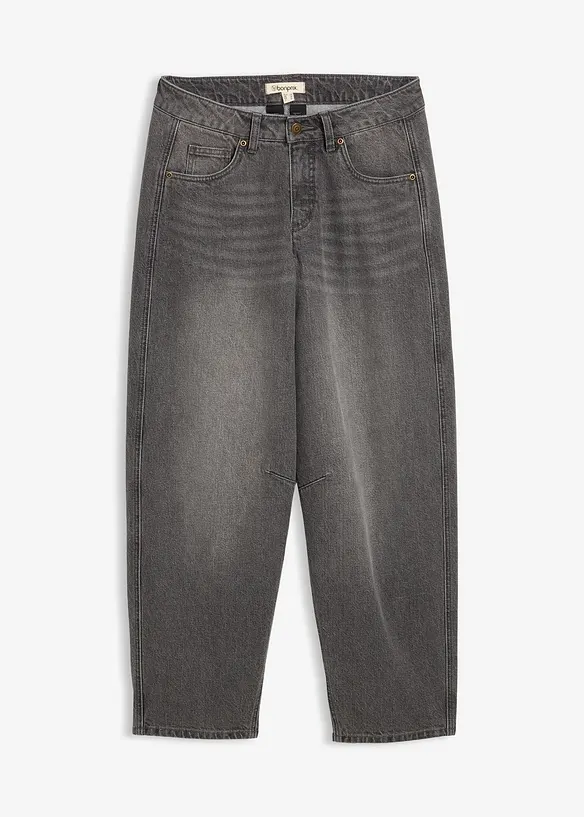 Ballon-Jeans Mid Waist in grau von vorne - bonprix