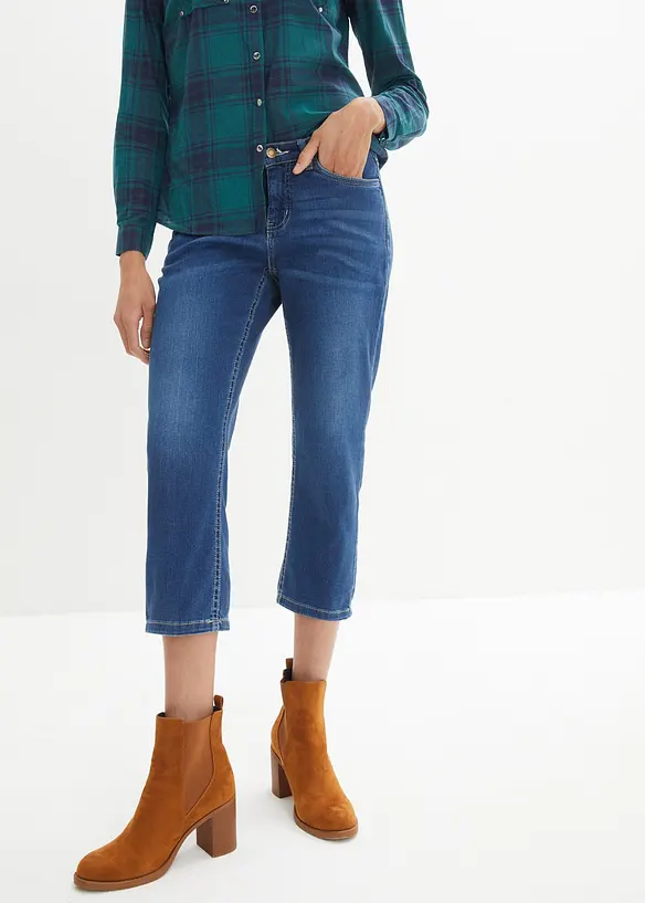 7/8-Jeans, Komfort-Stretch in blau von vorne - bonprix