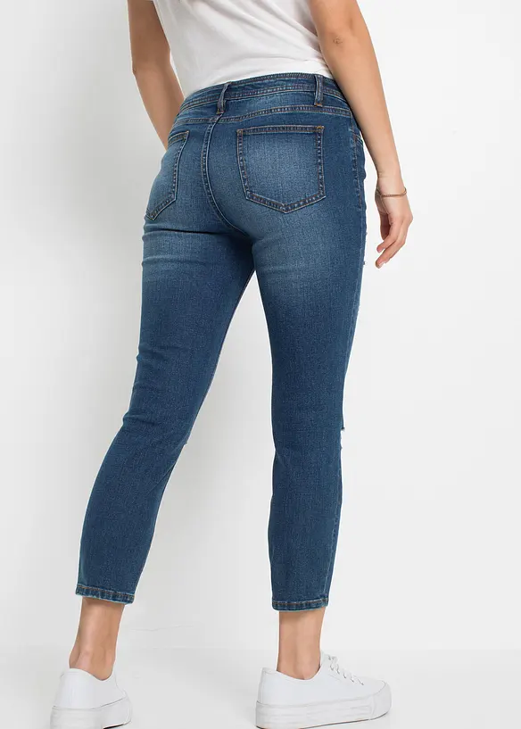 Skinny-Jeans, Mid Waist, Destroyed in blau von hinten - bonprix