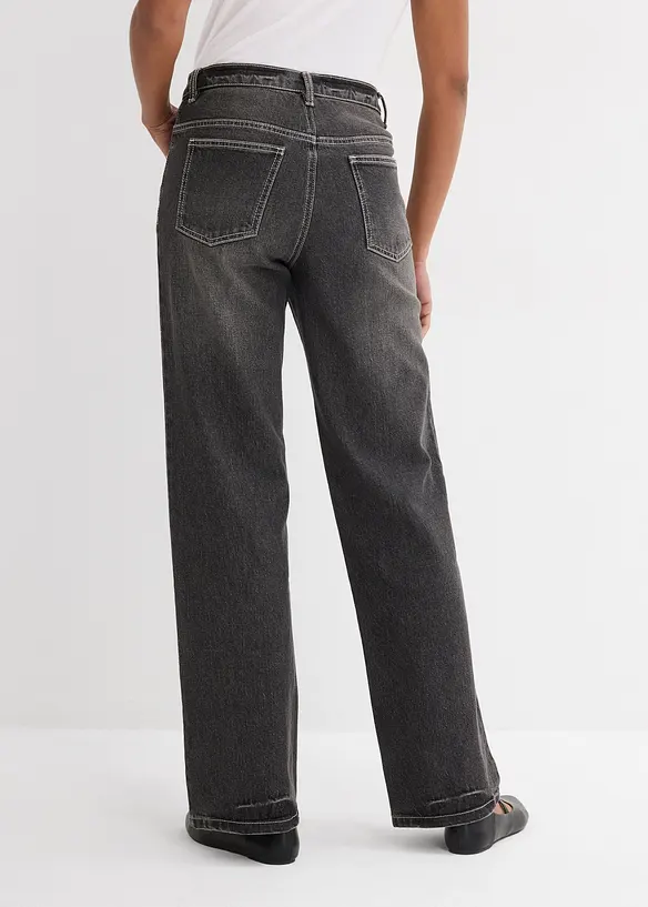 Loose-Straight-Jeans in schwarz von hinten - bonprix