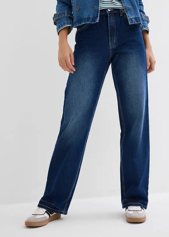 Loose-Straight-Jeans in blau von vorne - bonprix