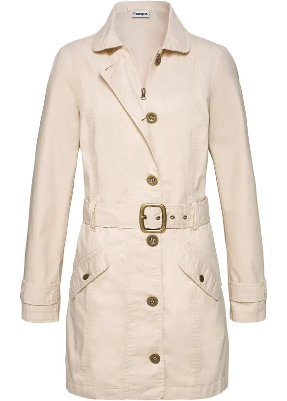 Trenchcoat in beige von vorne - bonprix