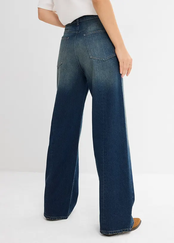 Loose Straight-Jeans High Waist, Low Stretch in blau von hinten - bonprix Loose Straight-Jeans High Waist, Low Stretch in blau von hinten - bonprix