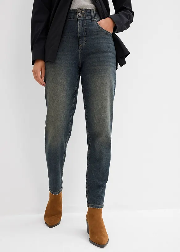 Mom-Jeans High Waist in blau von vorne - bonprix Mom-Jeans High Waist in blau von vorne - bonprix