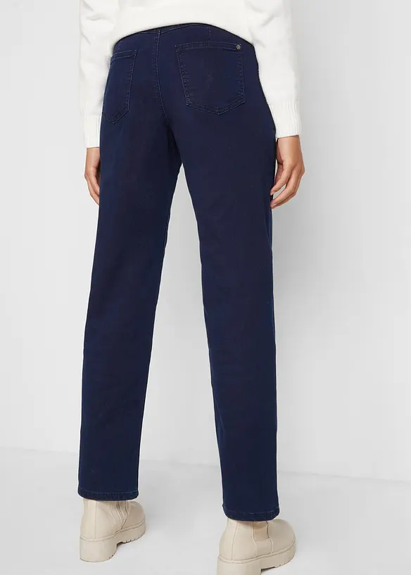 Mom-Jeans Mid Waist, Thermo mit Bequembund in blau von hinten - bonprix Mom-Jeans Mid Waist, Thermo mit Bequembund in blau von hinten - bonprix