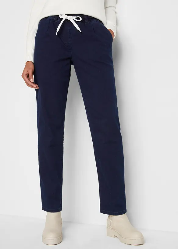 Mom-Jeans Mid Waist, Thermo mit Bequembund in blau von vorne - bonprix Mom-Jeans Mid Waist, Thermo mit Bequembund in blau von vorne - bonprix