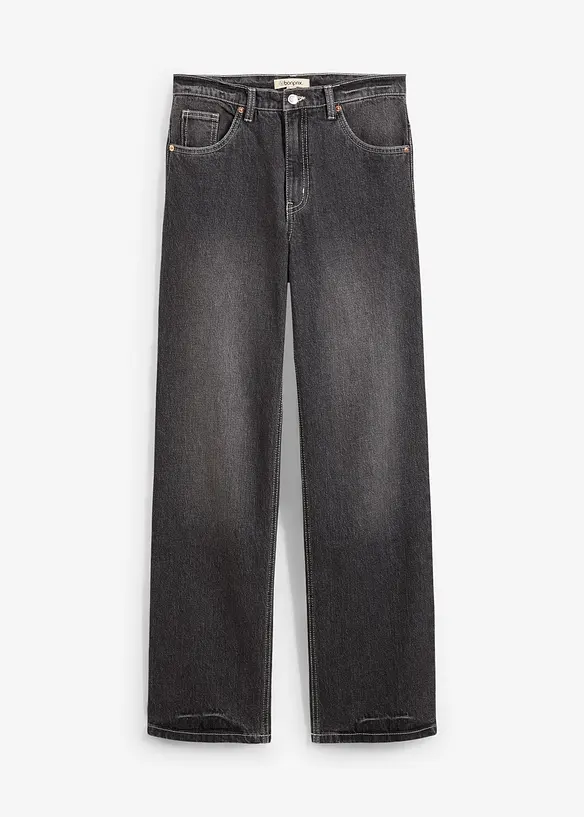 Loose-Straight-Jeans in schwarz von vorne - bonprix