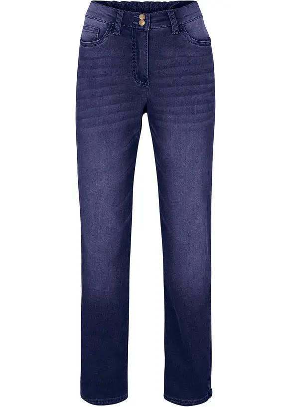 Wärmende Straight-Jeans, Mid Waist in blau - bonprix