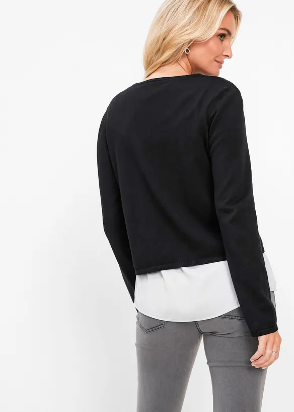 Feinstrickjacke in schwarz von hinten (im Anschnitt) - bonprix Feinstrickjacke in schwarz von hinten (im Anschnitt) - bonprix