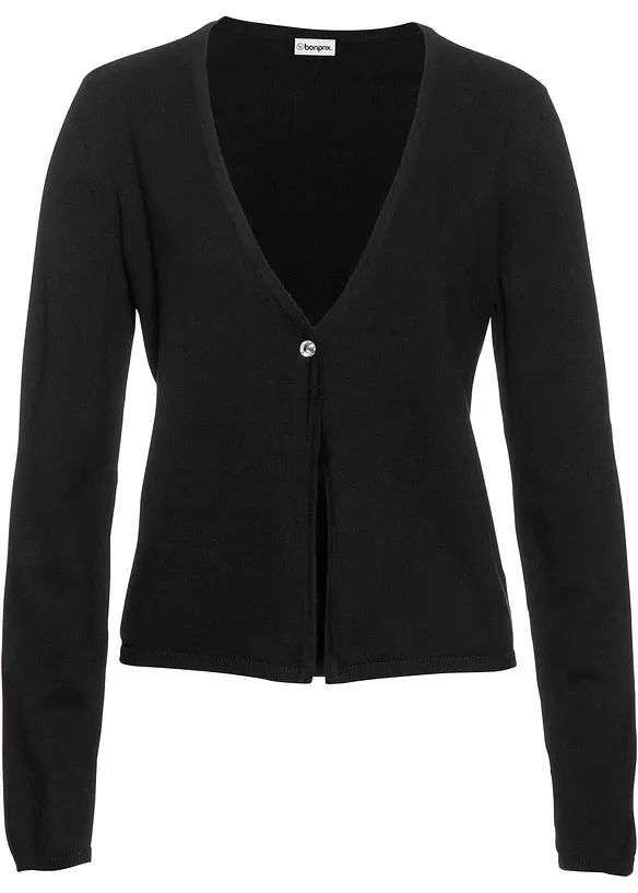 Feinstrickjacke in schwarz von vorne - bonprix Feinstrickjacke in schwarz von vorne - bonprix