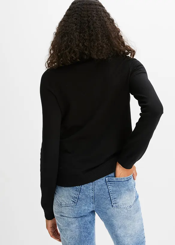 Feinstrickjacke aus fließendem Viskose-Mix in schwarz von hinten (im Anschnitt) - bonprix Feinstrickjacke aus fließendem Viskose-Mix in schwarz von hinten (im Anschnitt) - bonprix