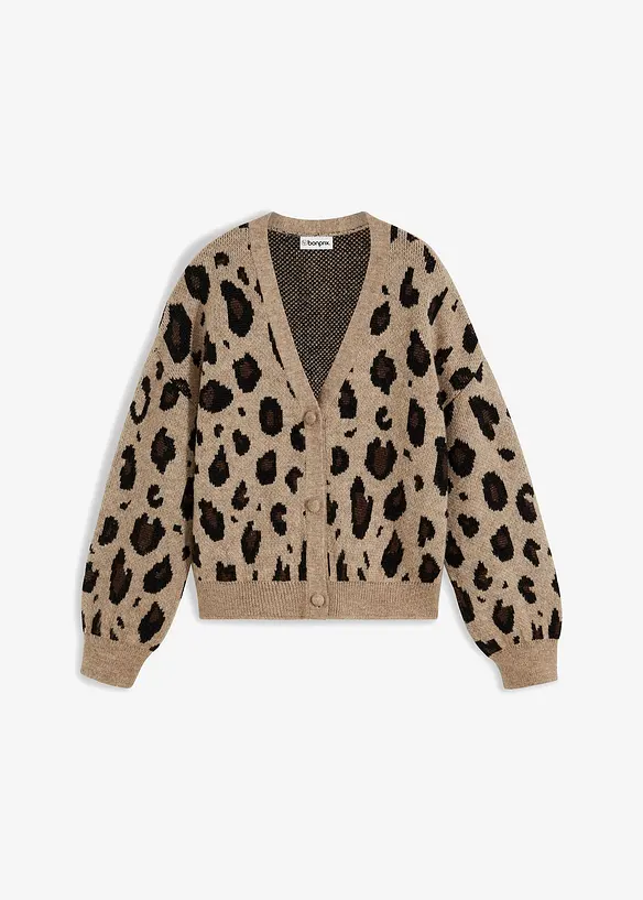 Strickjacke mit Jacquardmuster in beige von vorne - bonprix Strickjacke mit Jacquardmuster in beige von vorne - bonprix