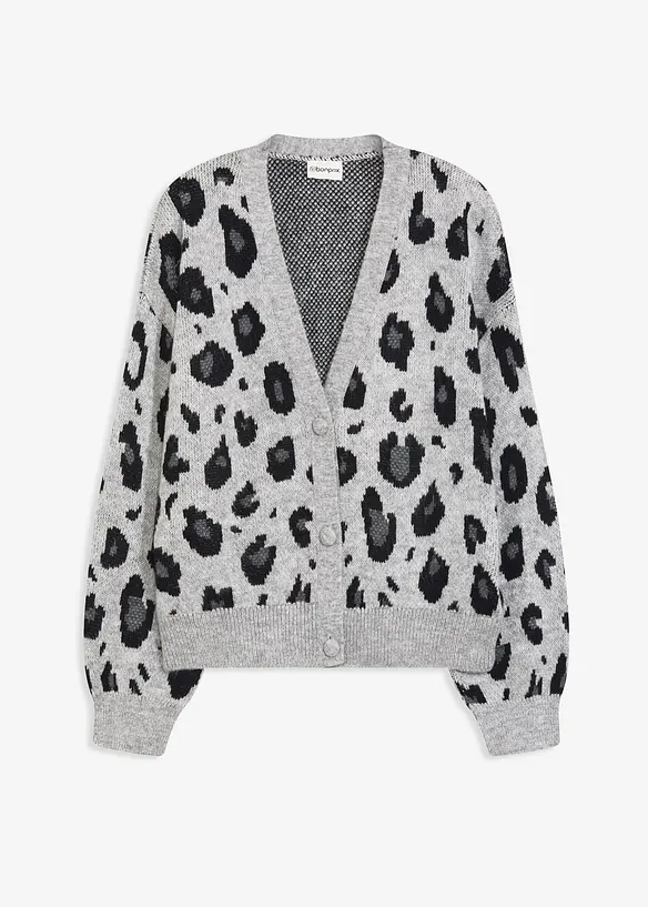 Strickjacke mit Jacquardmuster in grau von vorne - bonprix Strickjacke mit Jacquardmuster in grau von vorne - bonprix