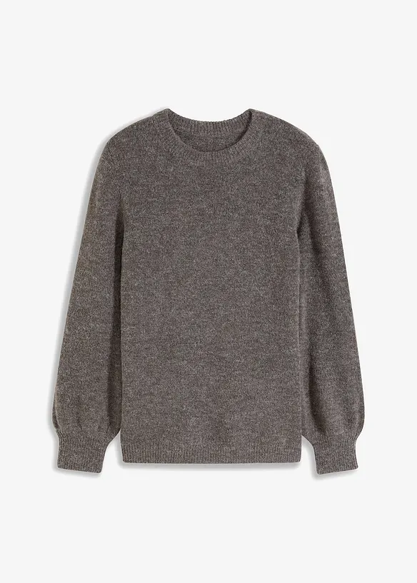 Pullover mit Ballonärmeln in grau von vorne - bonprix Pullover mit Ballonärmeln in grau von vorne - bonprix