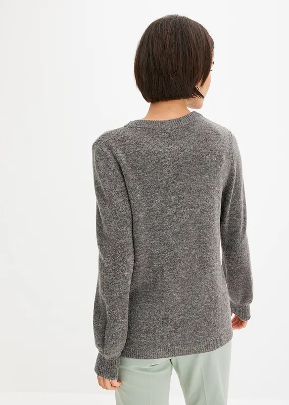 Pullover mit Ballonärmeln in grau von hinten (im Anschnitt) - bonprix Pullover mit Ballonärmeln in grau von hinten (im Anschnitt) - bonprix