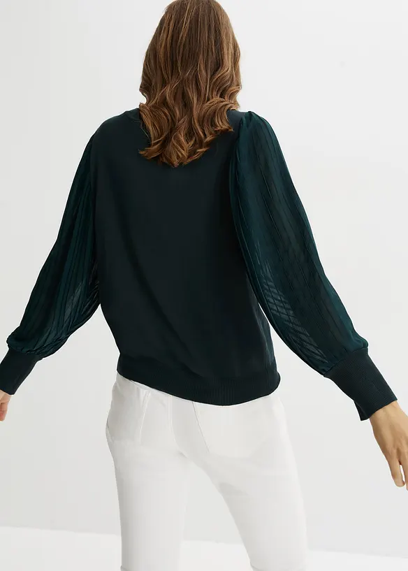 Feinstrickpullover aus softem Viskose-Mix in grün von hinten (im Anschnitt) - bonprix Feinstrickpullover aus softem Viskose-Mix in grün von hinten (im Anschnitt) - bonprix