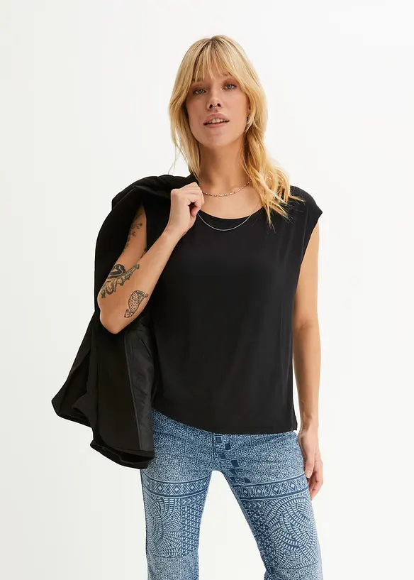 Shirt aus softem Viskose-Mix in schwarz von vorne (im Anschnitt) - bonprix Shirt aus softem Viskose-Mix in schwarz von vorne (im Anschnitt) - bonprix