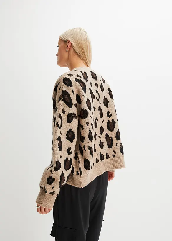 Strickjacke mit Jacquardmuster in beige von hinten (im Anschnitt) - bonprix Strickjacke mit Jacquardmuster in beige von hinten (im Anschnitt) - bonprix