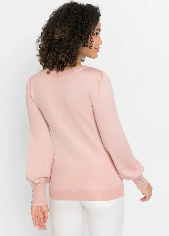 Feinstrickpullover aus Viskose-Mix in rosa von hinten (im Anschnitt) - bonprix Feinstrickpullover aus Viskose-Mix in rosa von hinten (im Anschnitt) - bonprix