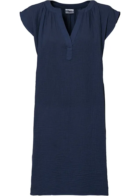 Minikleid aus reiner Baumwolle in blau von vorne - bonprix