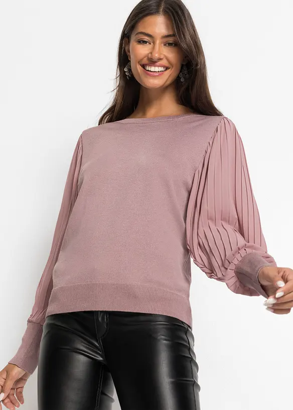 Feinstrickpullover aus softem Viskose-Mix in rosa von vorne (im Anschnitt) - bonprix Feinstrickpullover aus softem Viskose-Mix in rosa von vorne (im Anschnitt) - bonprix