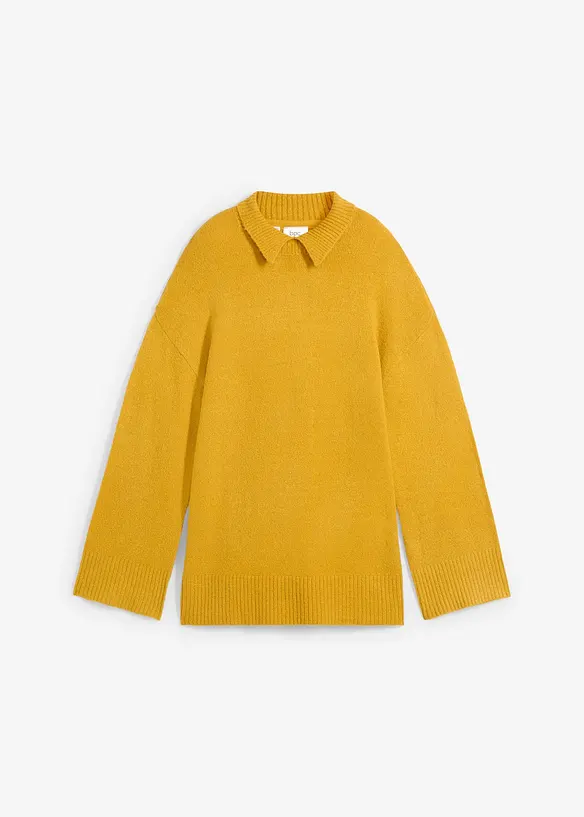 Oversize Pullover mit Turtleneck und Seitenschlitzen in gelb von vorne - bonprix Oversize Pullover mit Turtleneck und Seitenschlitzen in gelb von vorne - bonprix