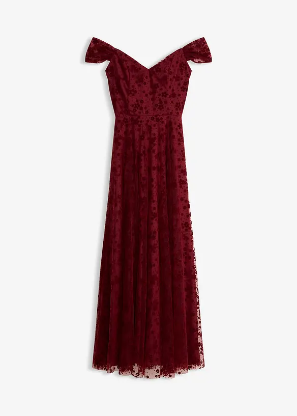 Abendkleid mit bezaubernder Blumenstickerei in rot von vorne - bonprix Abendkleid mit bezaubernder Blumenstickerei in rot von vorne - bonprix