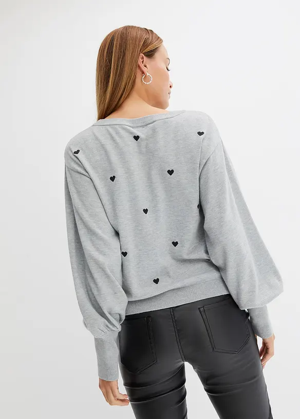 Feinstrickpullover aus Viskose-Mix in grau von hinten (im Anschnitt) - bonprix Feinstrickpullover aus Viskose-Mix in grau von hinten (im Anschnitt) - bonprix