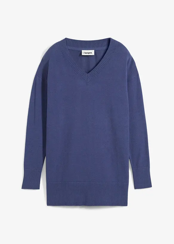 Long-Pullover in blau von vorne - bonprix Long-Pullover in blau von vorne - bonprix
