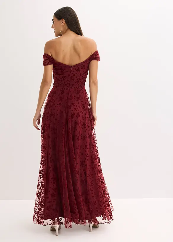 Abendkleid mit bezaubernder Blumenstickerei in rot von hinten (Totalaufnahme) - bonprix Abendkleid mit bezaubernder Blumenstickerei in rot von hinten (Totalaufnahme) - bonprix