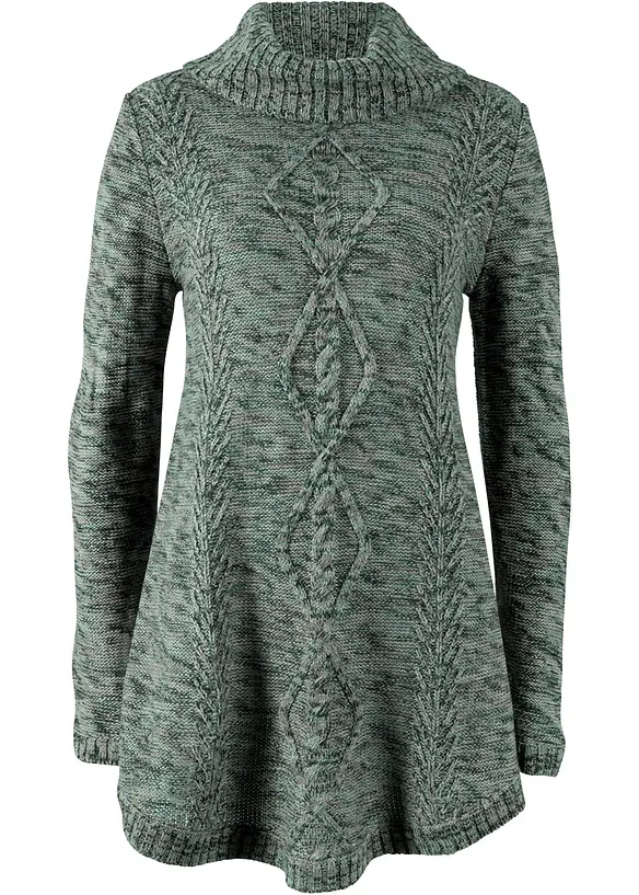 Strickpullover mit Rollkragen in grün von vorne - bonprix