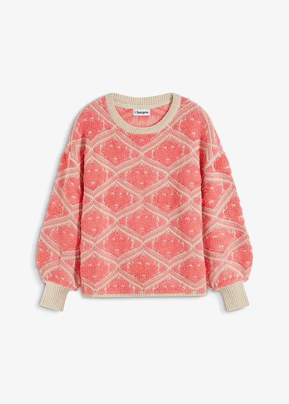 Boxy-Strickpullover in rosa von vorne - bonprix