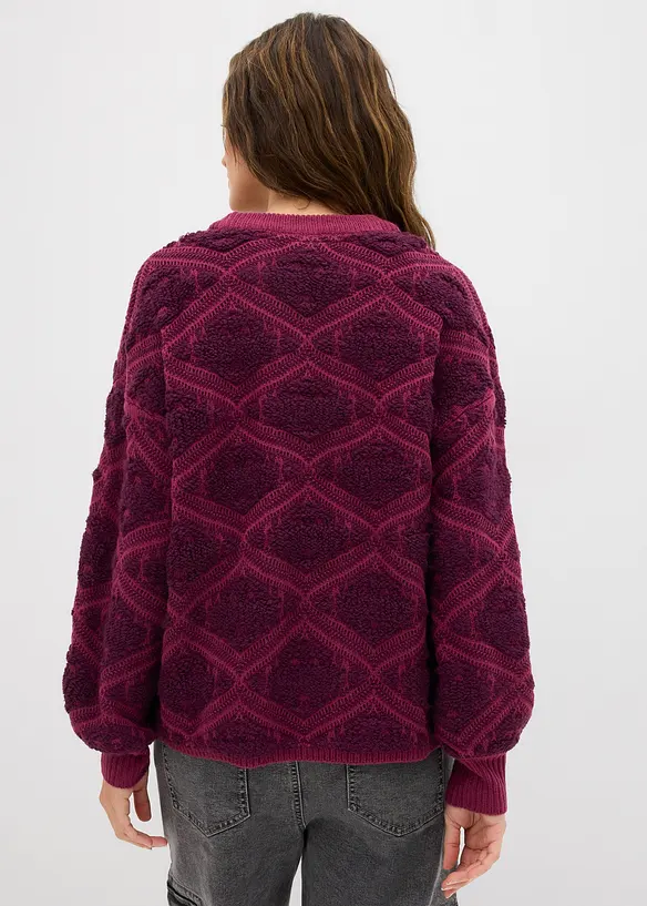 Boxy-Strickpullover in lila von hinten (im Anschnitt) - bonprix