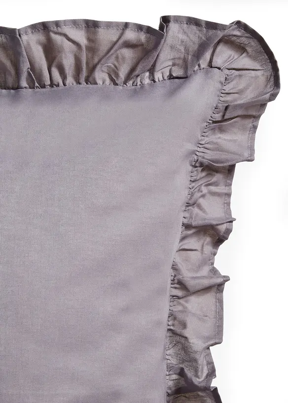 Linon-Bettwäsche mit Rüschen in grau (Detailaufnahme) - bonprix