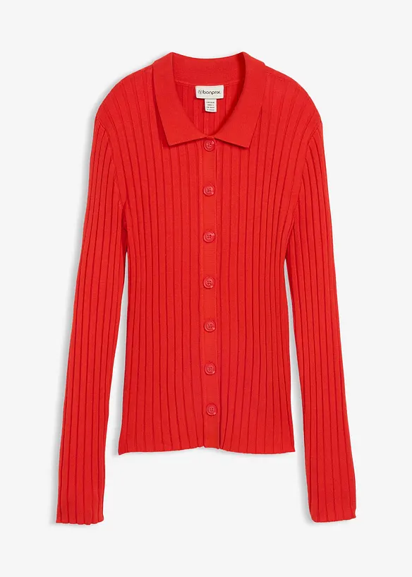 Geripptes Shirt aus fließendem Viskose-Mix in rot von vorne - bonprix Geripptes Shirt aus fließendem Viskose-Mix in rot von vorne - bonprix