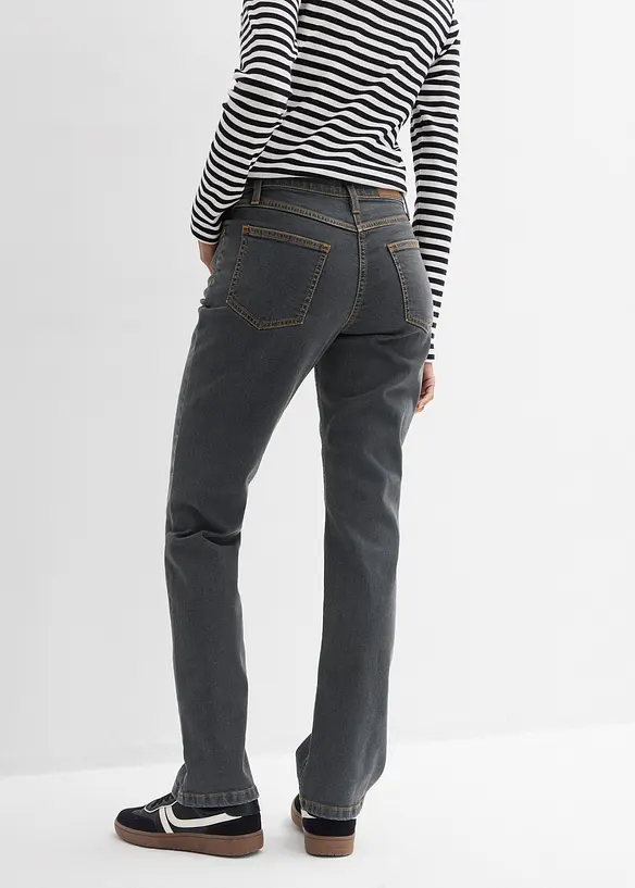 Straight Jeans Mid Waist, Stretch in schwarz von hinten - bonprix