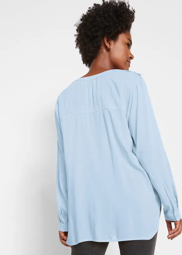 Tunikabluse aus softer Viskose in blau von hinten (im Anschnitt) - bonprix Tunikabluse aus softer Viskose in blau von hinten (im Anschnitt) - bonprix
