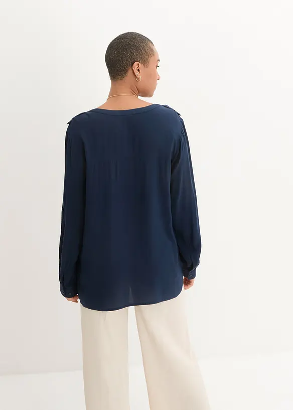 Tunikabluse aus softer Viskose in blau von hinten (im Anschnitt) - bonprix Tunikabluse aus softer Viskose in blau von hinten (im Anschnitt) - bonprix