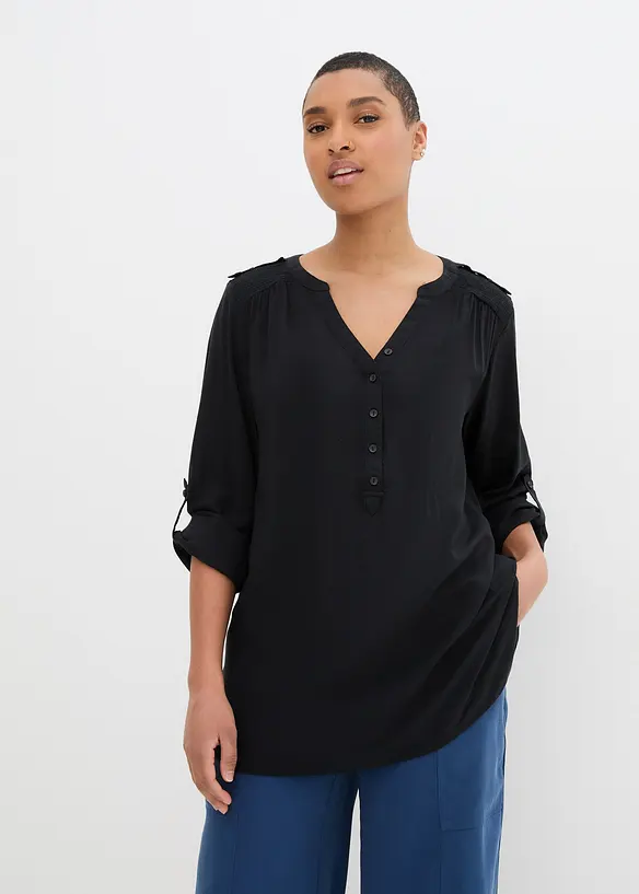 Tunikabluse aus softer Viskose in schwarz von vorne (im Anschnitt) - bonprix Tunikabluse aus softer Viskose in schwarz von vorne (im Anschnitt) - bonprix