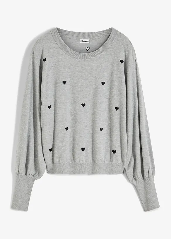 Feinstrickpullover aus Viskose-Mix in grau von vorne - bonprix Feinstrickpullover aus Viskose-Mix in grau von vorne - bonprix