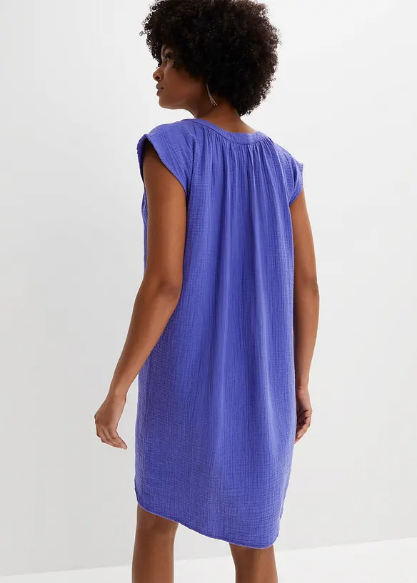 Minikleid aus reiner Baumwolle in lila von hinten (Totalaufnahme) - bonprix