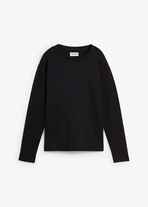 Langarmshirt aus reiner schwerer Bio-Baumwolle in schwarz von vorne - bonprix Langarmshirt aus reiner schwerer Bio-Baumwolle in schwarz von vorne - bonprix