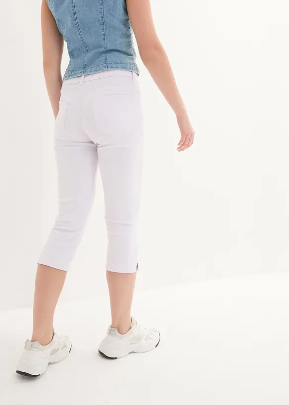 Capri-Jeans Mid Waist, mit Gürtelschlaufen in weiß von hinten - bonprix Capri-Jeans Mid Waist, mit Gürtelschlaufen in weiß von hinten - bonprix