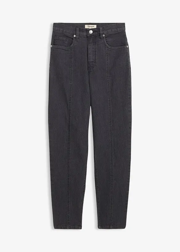 Mom-Jeans High Waist, Stretch in grau von vorne - bonprix Mom-Jeans High Waist, Stretch in grau von vorne - bonprix