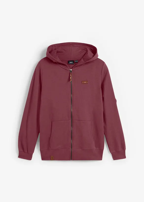 Kapuzen-Sweatjacke aus reiner Baumwolle in rot von vorne - bonprix Kapuzen-Sweatjacke aus reiner Baumwolle in rot von vorne - bonprix