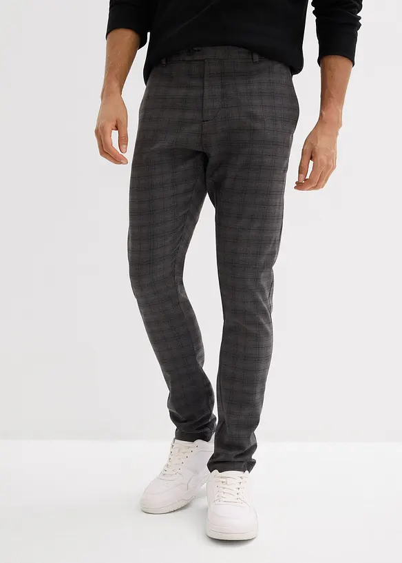 Stretch-Anzughose mit Dehnbund in Regular Fit in grau von vorne - bonprix