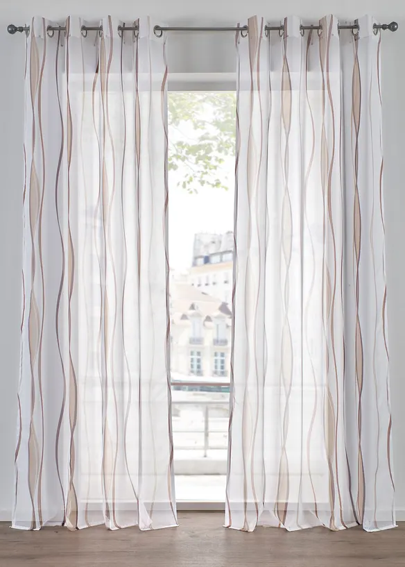 Transparente Gardine aus feinem Voile (1er Pack) in braun - bonprix