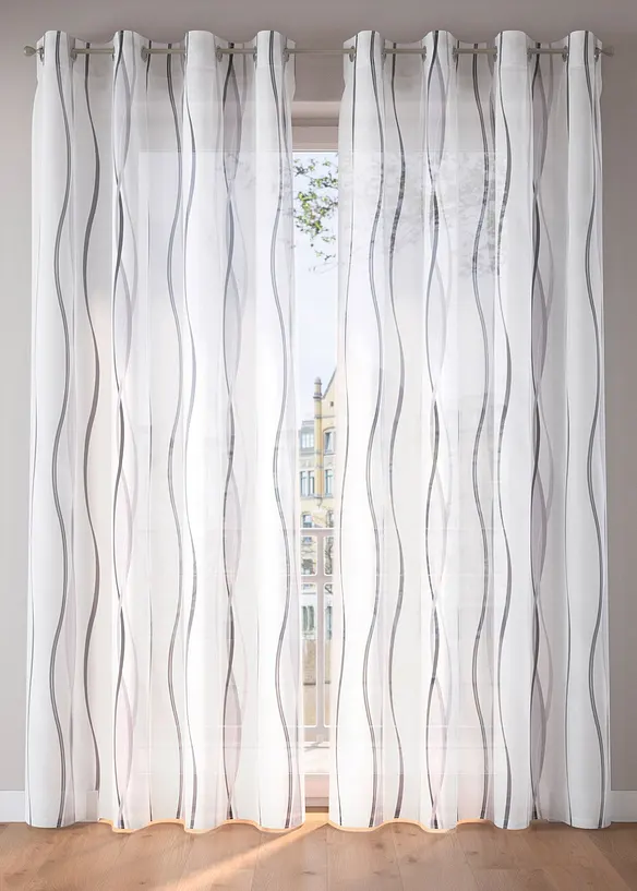 Transparente Gardine aus feinem Voile (1er Pack) in silber - bonprix