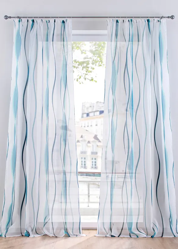 Transparente Gardine aus feinem Voile (1er Pack) in petrol - bonprix